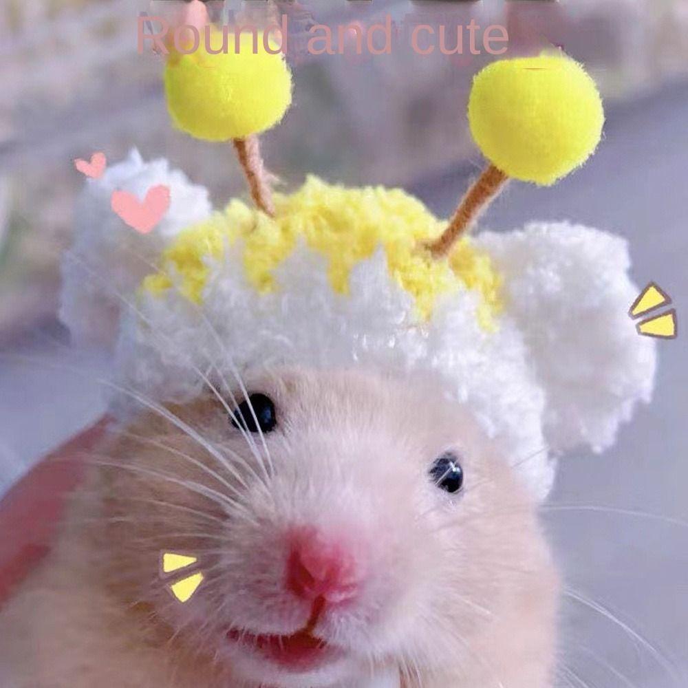 Hand Crocheted Hamster Cap Photo Props Mini Plush Cotton Doll Hat Cute DIY Doll Hat Winter Doll Accessories