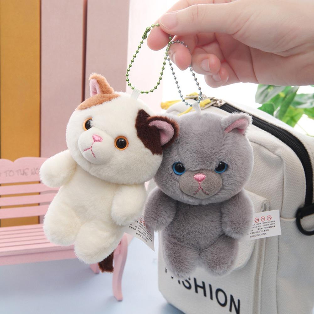 PP Cotton Plush Cat Keychain Meow Plush Cat Doll Pendant Car KeyRing Cat Plush Keyring Bag Pendant