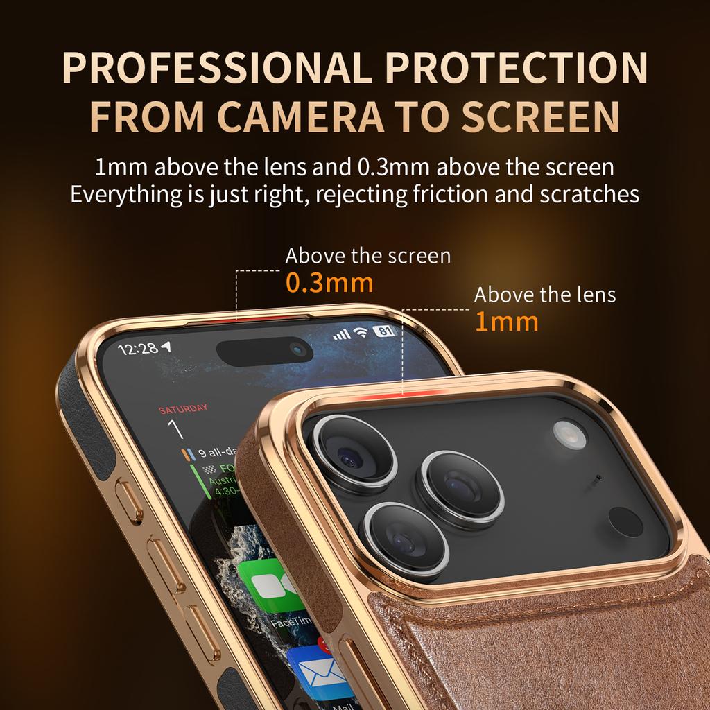 Электролитическое покрытие Ретро Кожаный чехол с воском для iPhone 16 Pro Max 17 Air 15 14 Высокая прозрачность Линзы Магнитная зарядка Чехол для телефона