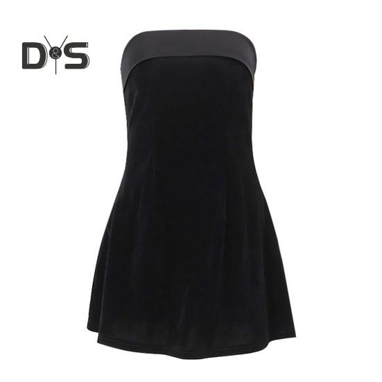 Women Evening Dress Off Shoulder Bandeau Backless Sleeveless Slim Waist A-line Mini Dress Prom Party Banquet Short Dress