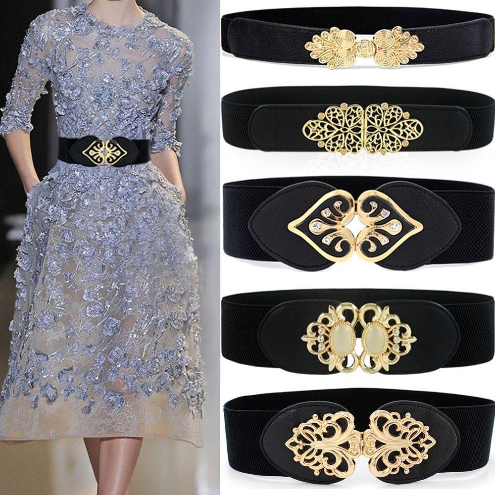 Fashion Women Accessories Sweater Decorative Wide Waist Belt Elastic Buckle Dress Strap Waistband