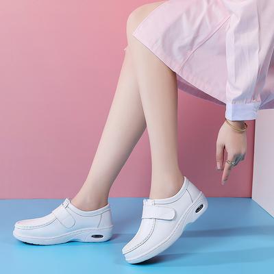 Женская обувь для медсестер, мягкая подошва, осенне-зимняя, толстая подошва, дышащая, не утомляющая ноги, нескользящая, удобная, на липучке, белая обувь, бархатные хлопковые туфли