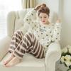 Women Pajamas Winter Long-sleeved Thickened Warm Face Cloth Coral Velvet Large Size Loose Home Clothing Padded Leisure Clothing