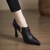 Fashion Ladies Shoes 2025 Casual Side Zip Women's High Heels Spring Fashion Belt Buckle Office Shoes Sexy Pointed Toe Thin Heels Women