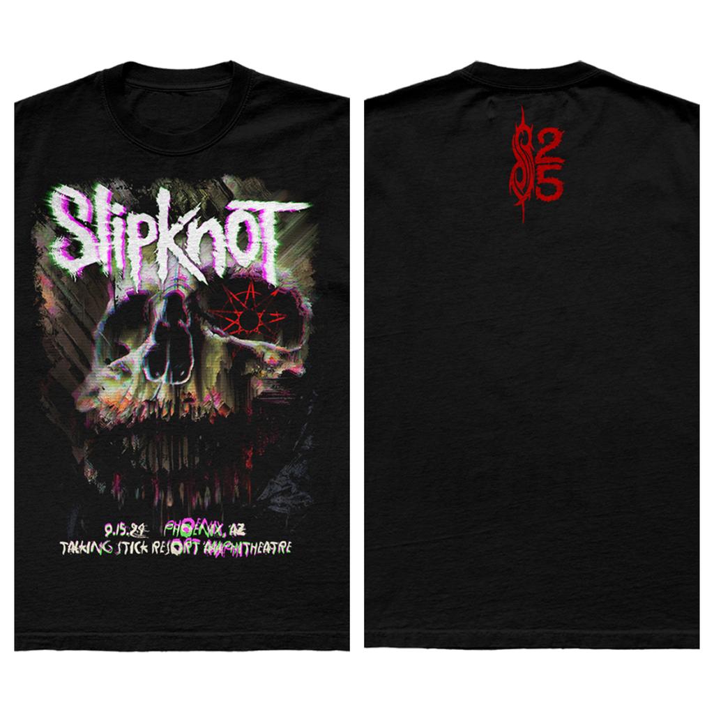 Slipknot 25-й Юбилейный Скелет Крысы Череп Двухсторонний Винтажный Футболка, Унисекс Nu-Metal Фан Уличная Одежда Футболка, 100% Хлопок Повседневная Футболка с Коротким Рукавом