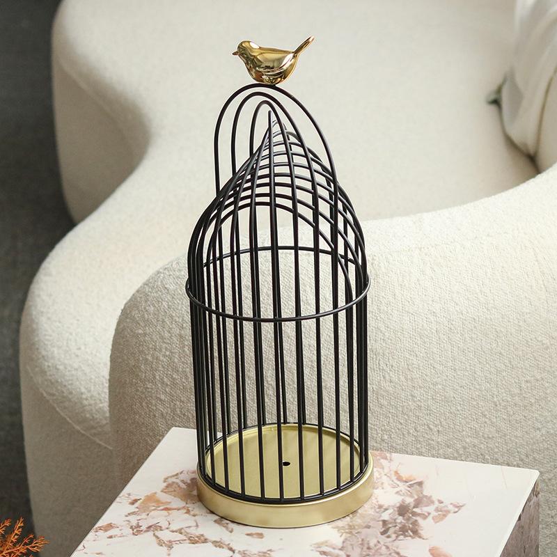 Художественная металлическая клетка для птиц Мягкое украшение в скандинавском стиле Светлая роскошь Творческая современная личность Дизайнерское украшение для гостиной дома