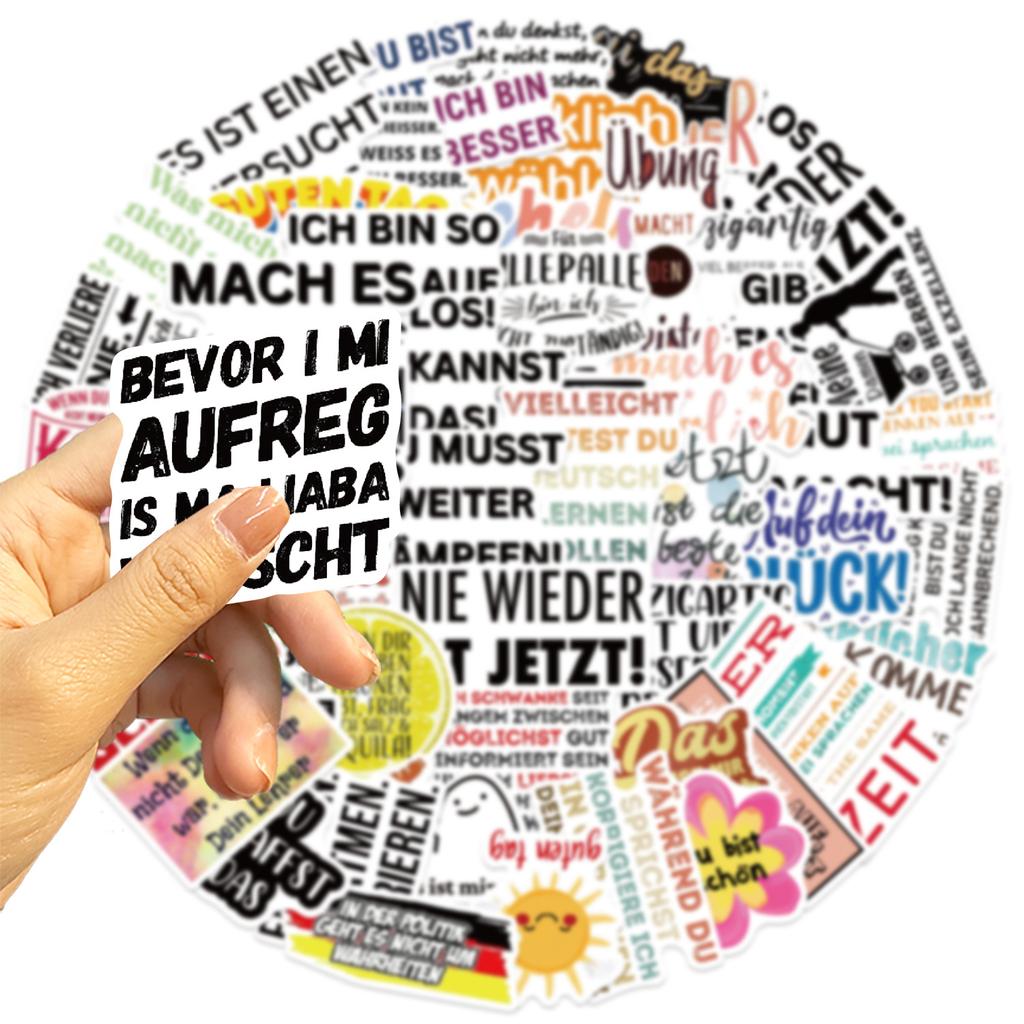 50 Cartoon German Inspirational Graffiti Stickers Decorate Suitcase Guitar DIY Waterproof Stickers