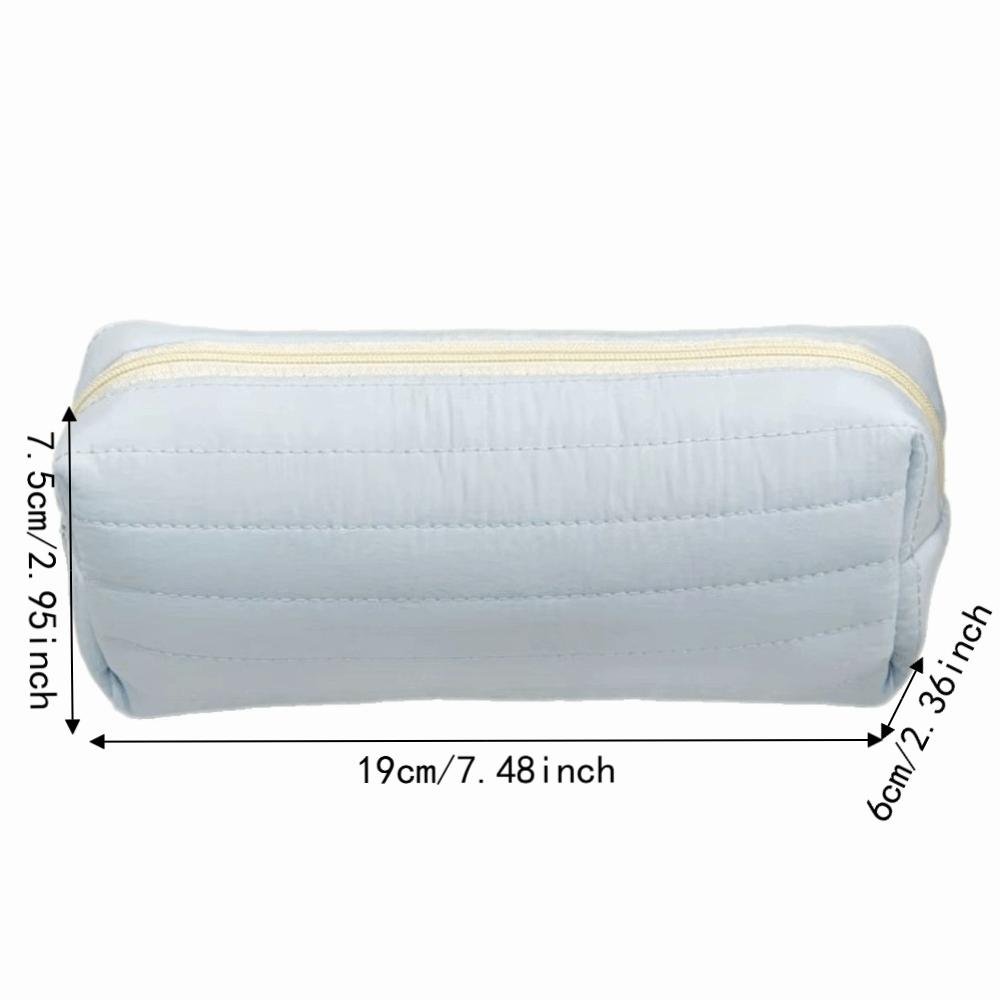 Portable Cream Color Pencil Case Multi-functional School Storage Bag Office Use