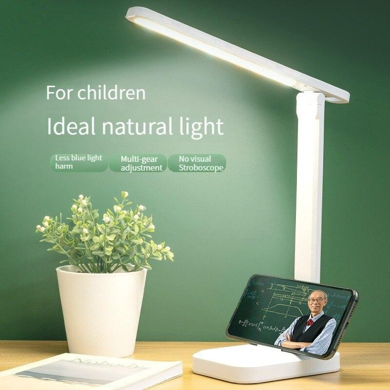 1PC LED Touch Switch White Folding Desk Lamp Bedroom Bedside Study Reading Eye Care Night Lamp USB Plug-in Dimmable White Desk Lamp