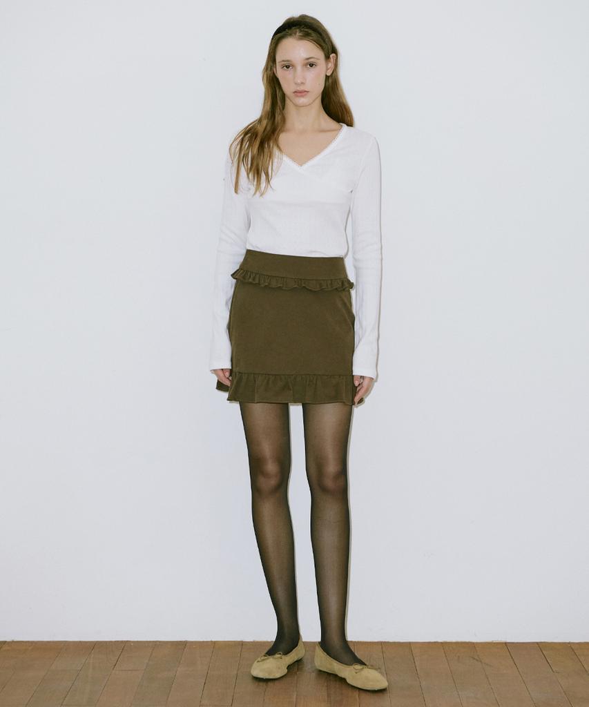 SINOON V-Neck Lace T-Shirt (Cream)