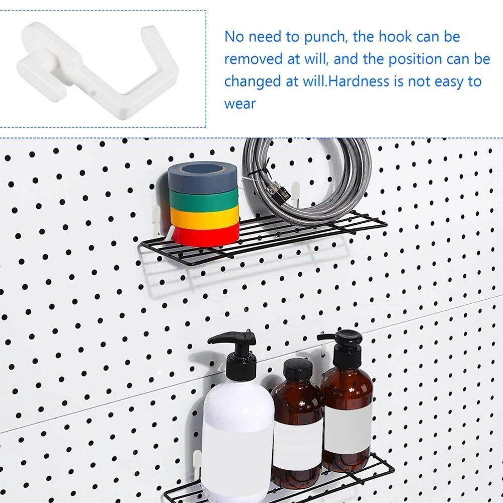 10Pcs Black/White/Grey Hole Board Hook J Shape Storage Rack Multifunctional Peg Board Hook  for Home