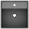 VidaXL Luxury Square Washbasin with Overflow Countertop Washbasin Toilet Hand Basin Bathroom Cosmetic Room Dark Grey 146950