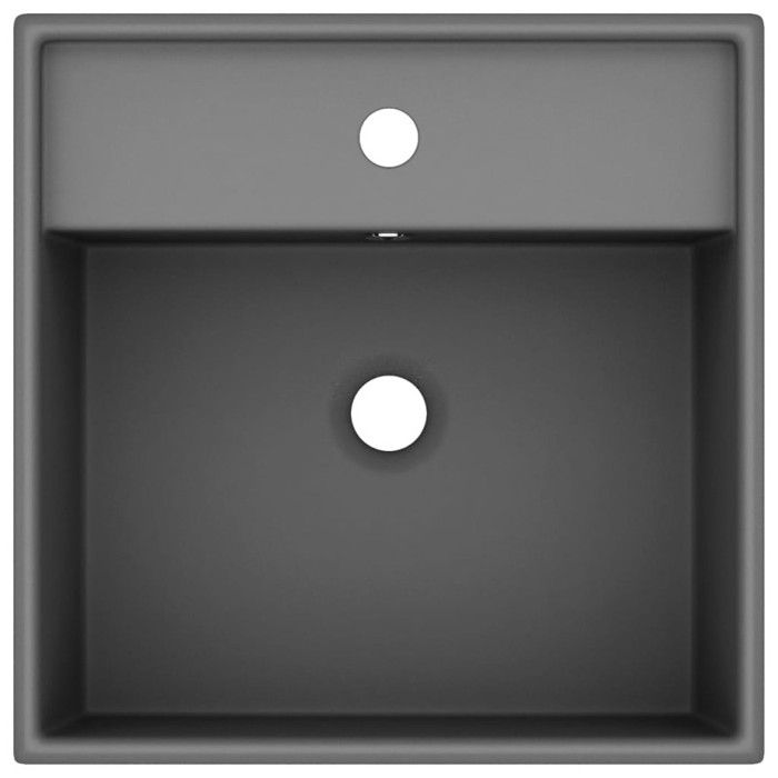 VidaXL Luxury Square Washbasin with Overflow Countertop Washbasin Toilet Hand Basin Bathroom Cosmetic Room Dark Grey 146950