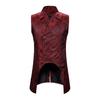 Men Vest Retro Sleeveless Slim Fit Mid Lengtn Irregular Hem Lapel Double-breasted Split Hem Soft Printed Loyal Gentlemen Medieval Waistcoat