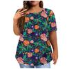 Women's Short Sleeve Shirt Round Neck Plus Size T-Shirt Flower Printed Casual Tops