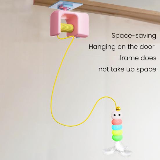 Retractable Cat Teaser Door Hanging Toy Kit Interactive Boredom Buster Self-Entertainment Toys for Kittens