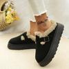 Fashion 2024 New Womens Plush Slippers Winter Solid Color Warm and Comfortable Thick-soled Snow Boots Imitation Suede Casual Ankle Boots