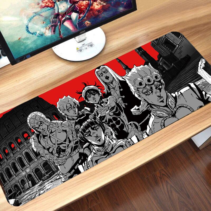 Большой игровой коврик для мыши 80x30 см с запирающимся краем, аниме, компьютерный резиновый коврик для мыши для JOJO Bizarre Adventure, 31,49 "x 11,81"