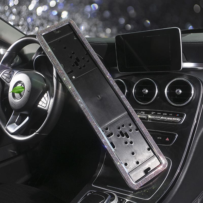 1PCS Russian Car License Plate Frame Crystal License Plate Frame Luxury Car Frame Plate Bling Car Accessories Interior for Woman