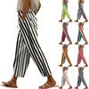 Женские повседневные модные эластичные повседневные брюки с полосатым принтом