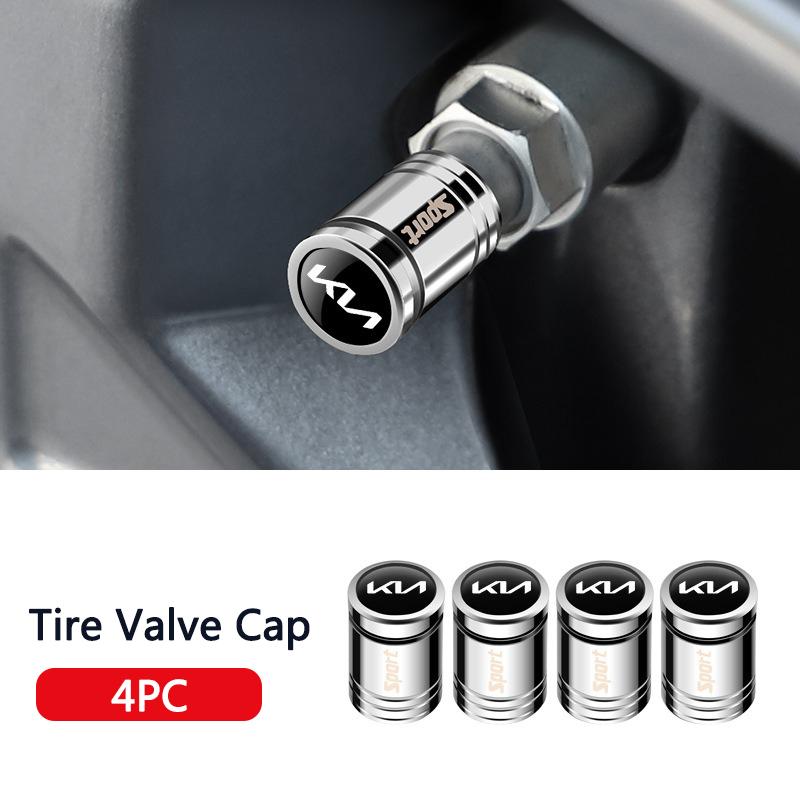Set of 4 Alloy Car Logo Wheels Tire Valve Dust Covers Tire Stem Covers for Kia Rio Soul Seltos Forte K5 K3 Niro Sorento Stinger VG4