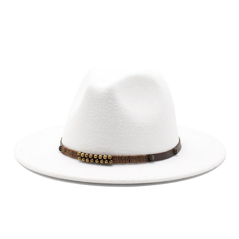 Шерстяная джазовая шляпа Британский стиль Мужская и женская Ретро Шляпа с плоской тульей Шляпа из шерстяного фетра Широкополая Цилиндр