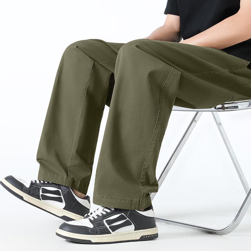 Fingercroxx Men's Washed Cotton Straight-Leg Casual Pants