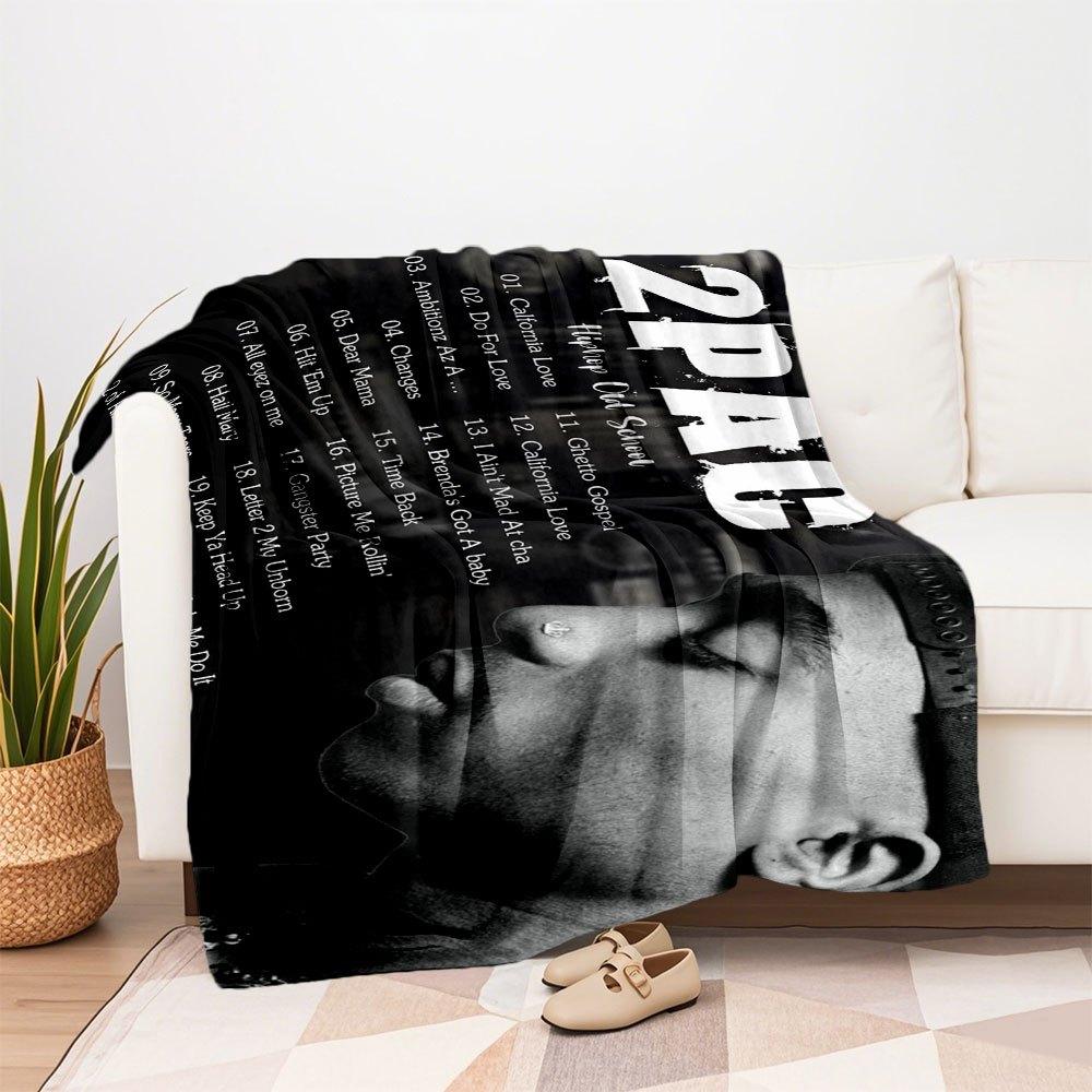 "2Pac: The Greatest Hits Collection"Blanket Flannel Throw Blanket for Sofa, Bed, Travel, Camping, Office, Couch, Chair, And Bed Gift for Chr