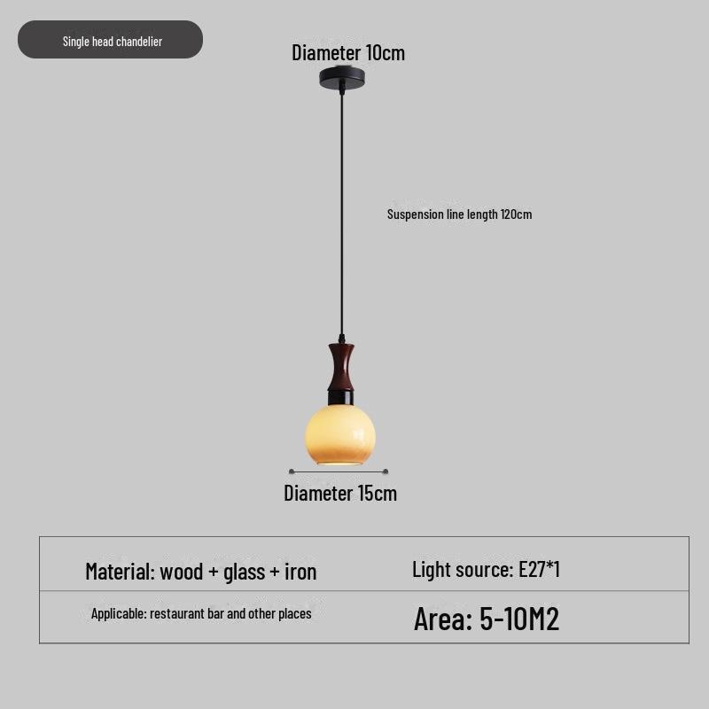 Caramel Glass Chandelier: Retro Wabi-Sabi Design for Bedroom, Restaurant, or Bar.