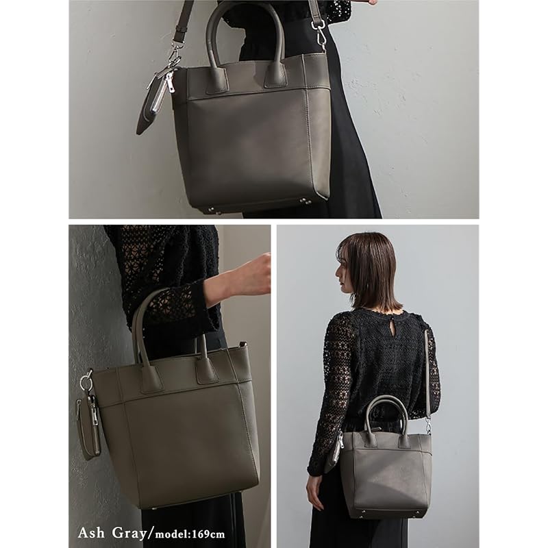 [VITAFELICE] Vita Felice Сумка-тоут из натуральной кожи с мини-мешочком для женщин sib-20071n (пепельно-серый)