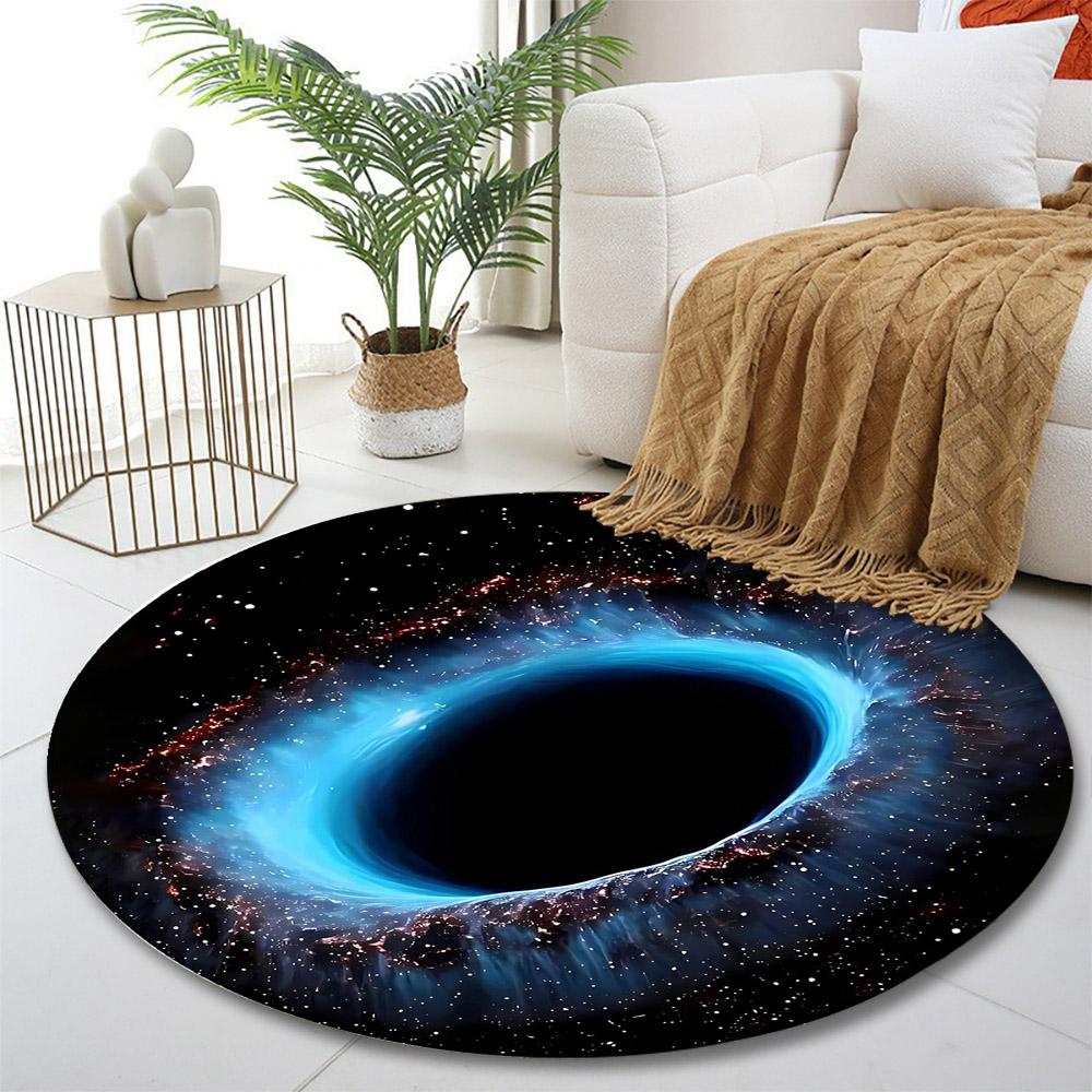 Cosmic Black Hole Design Rug Print round rug, living room, bedroom, playroom carpet, non slip floor mat, gift