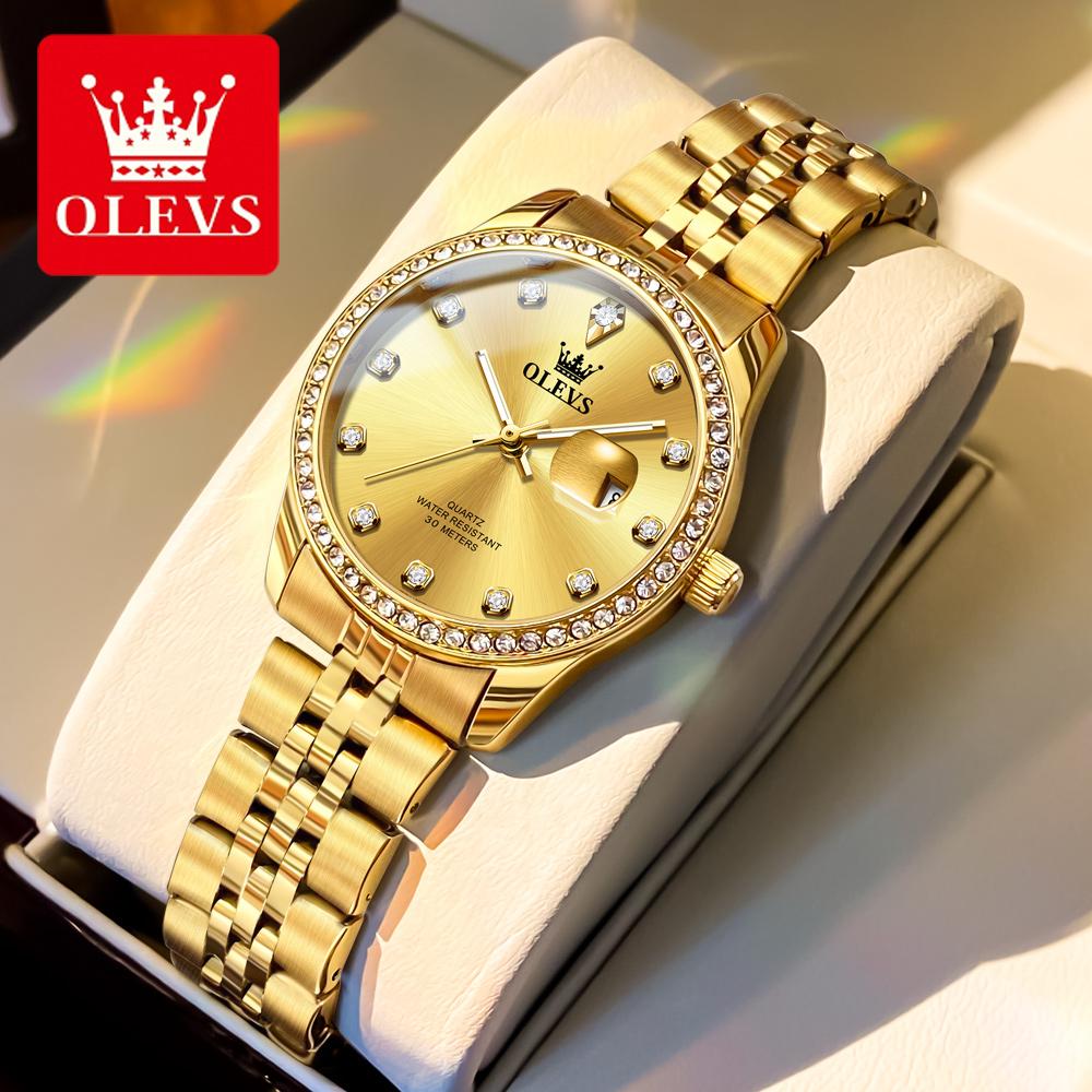 OLEVS Watches Woman Original Elegant Quartz Wristwatch Waterproof Luminous Date Ladies Watch Gifts Box Reloj 3629