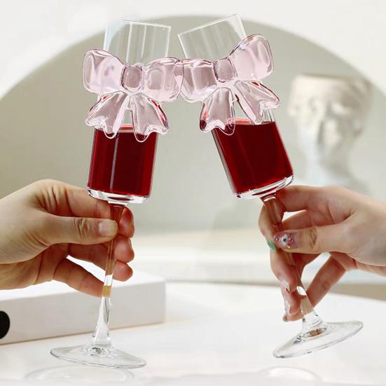Бокалы для вина Yousheng, флейты для шампанского с 3D розовым украшением в виде бабочки, стекло, имитирующее хрусталь, свадебная вечеринка, годовщина, бокалы для вина