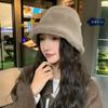 Корейская версия новой осенне-зимней шляпы для женщин, имитация норкового меха, однотонная универсальная шляпа-панама, зимняя ветрозащитная теплая простая плюшевая шляпа