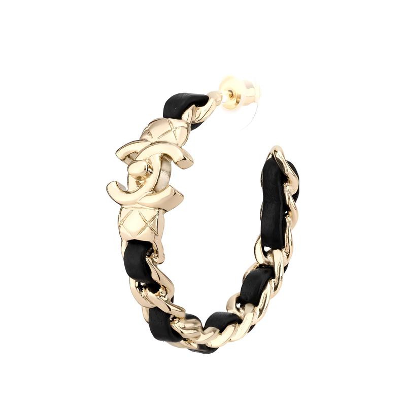 Chanel Кожаные серьги с металлической инкрустацией для женщин