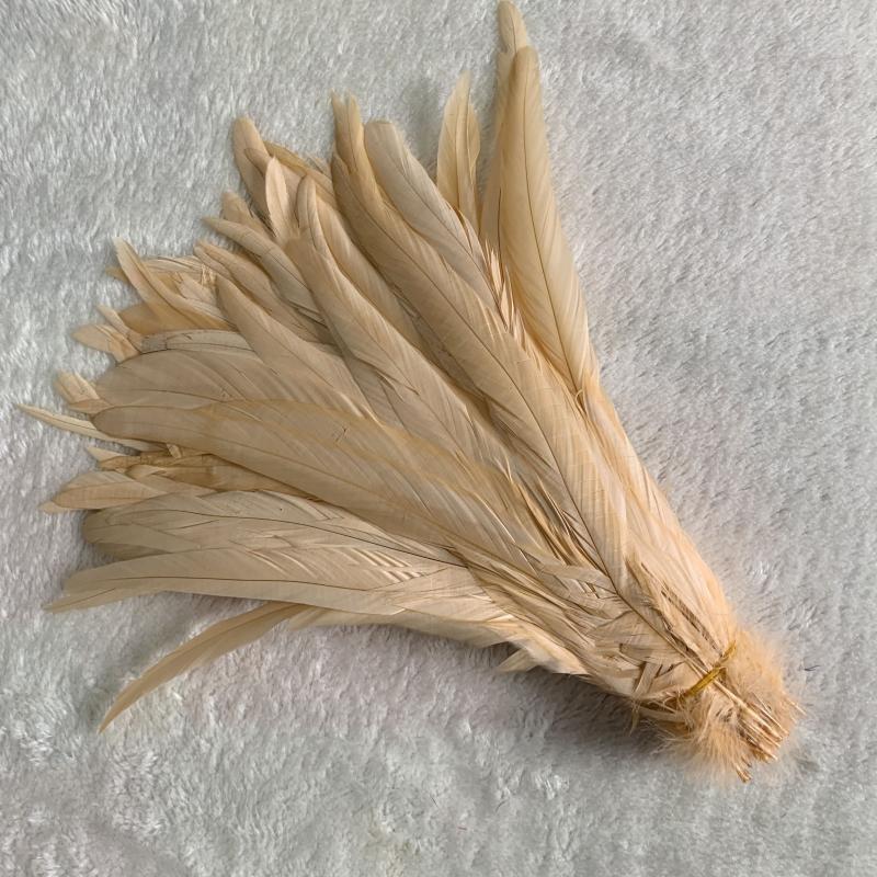 Natural 50pcs Rooster Tail Feather Plumes 25-45CM 10-18inch Beige DIY Dyed Cock Tail Clothing Accessories Jewelry Performance