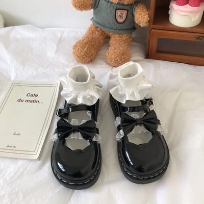 Модные женские туфли-лодочки в японском стиле Лолита Готика Туфли с круглым носком для женщин с бантом Средний каблук Кавайные Милые Мэри Джейн на Акции