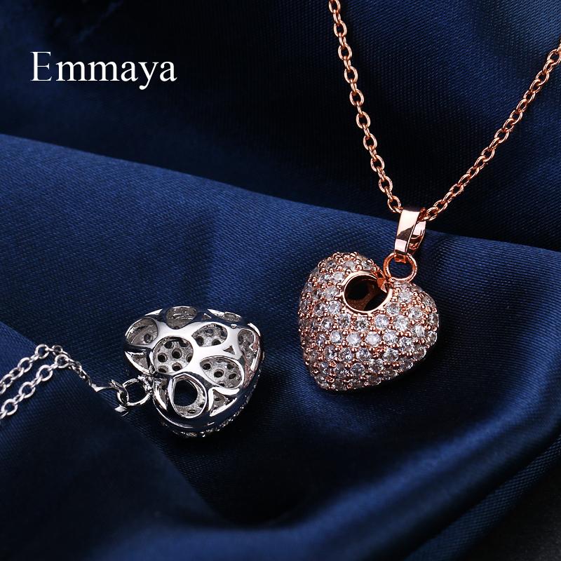 Emmaya Fashion Charm AAA Cubic Zircon Multicolor Romantic Heart Pendant Jewelry Necklaces For Woman Wedding Party Gift