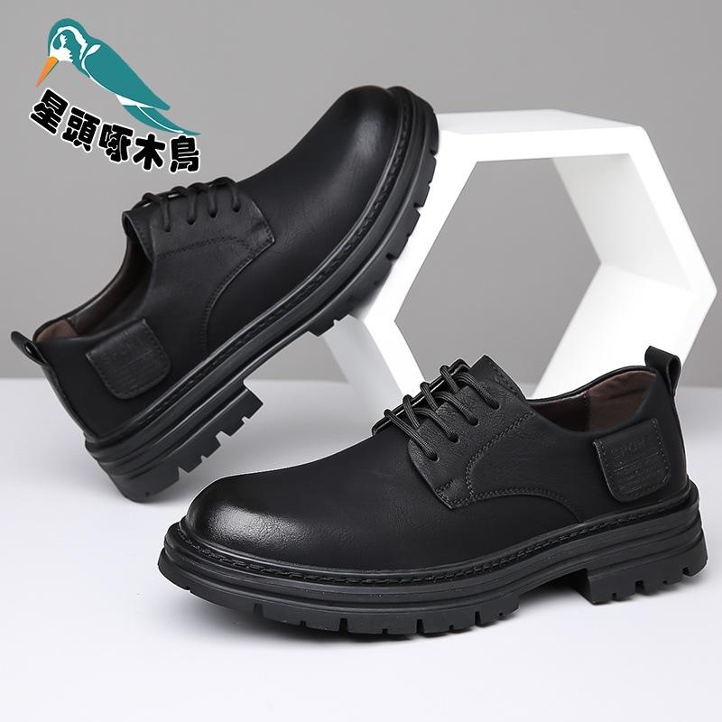 [Genuine Leather Cowhide] Men's Leather Shoes Genuine Leather 2025 Korean Edition British Tooling Shoes Anti-Shoes