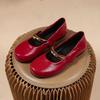 Niche Literary Style Soft Leather Metal Flat Mary Jane Shoes Women's 2025 European Station Round Head Retro Temperament Single Shoe Trend