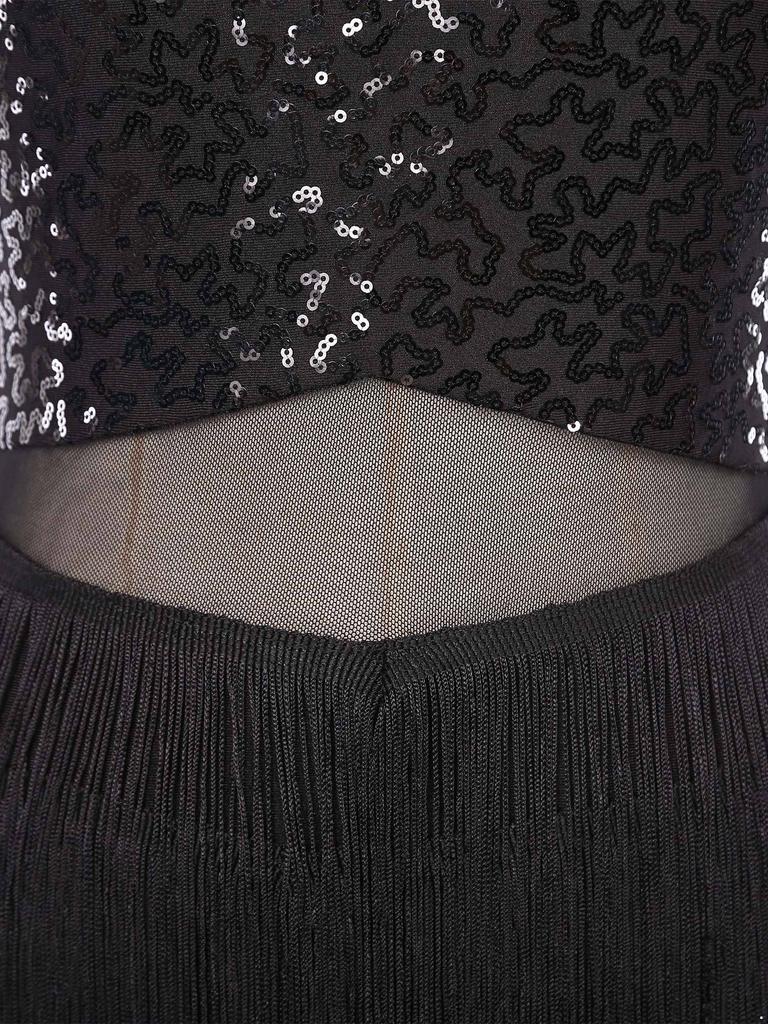 Женский костюм для латиноамериканских джазовых танцев с блестками, платье без рукавов с вырезом сзади, струящееся платье с кисточками, трико, балетная танцевальная одежда