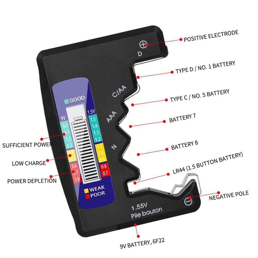 Цифровой тестер аккумуляторов с ЖК-дисплеем AA/AAA/9V/1.5V, детектор проверки емкости таблеточных аккумуляторов, детектор Power Bank