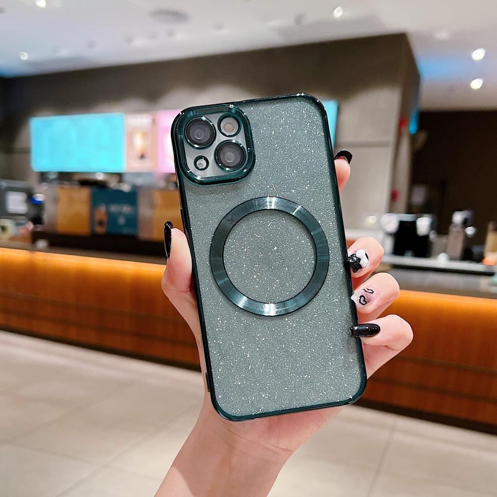 Блестящий магнитный чехол для беспроводной зарядки для iPhone 15 Pro Max