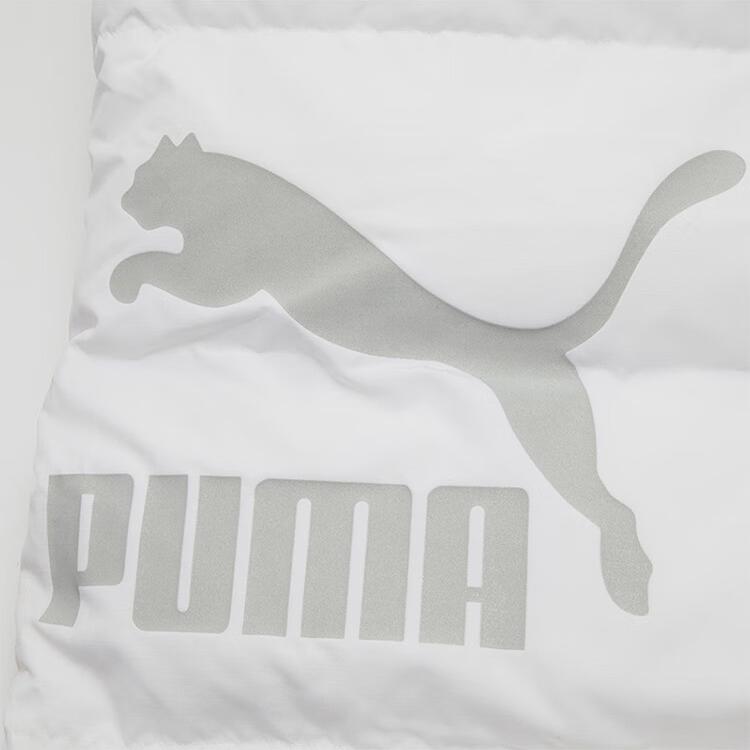Puma С принтом логотипа, однотонная двубортная куртка с капюшоном, куртка унисекс, белая 539730-02