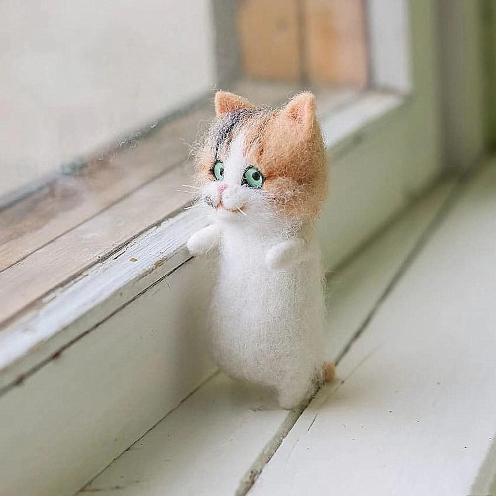 Набор материалов для рукоделия из шерсти кошки, набор для валяния иглами для детской куклы своими руками