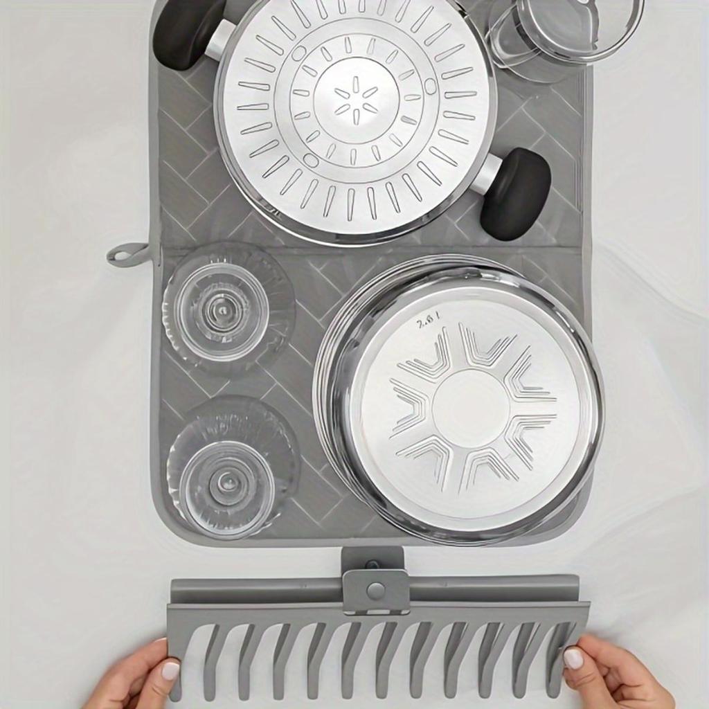 Коврик и подставка для сушки посуды Супервпитывающий кухонный коврик для сушки кастрюль, тарелок, сковородок, мисок, столовых приборов, кухонной утвари, овощей