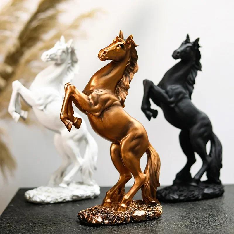 Creative Gold Silver Black Resin Sculpture, Horse Model Home Decor Animal Decoration Living Room Office Craft