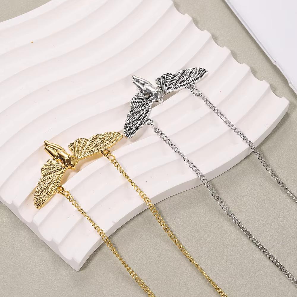Jardme 2PCS Couple's Winged Pendant Necklace For Women Retro Punk Style Metal Gold Silver Color Necklace Jewelry Gift