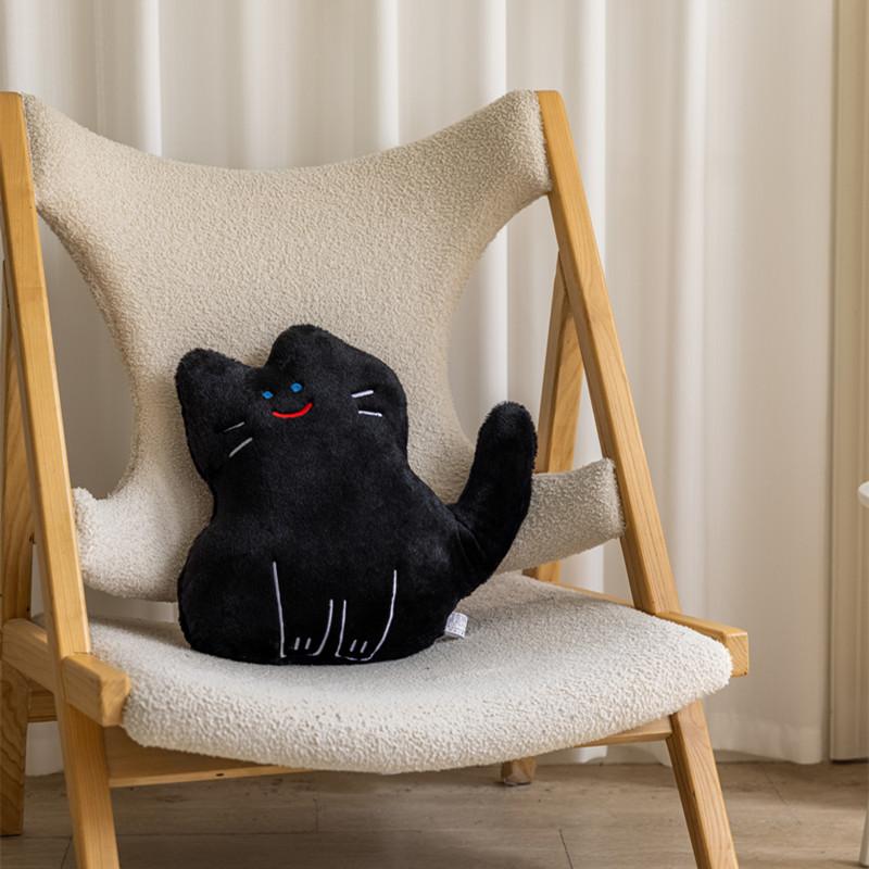 Кавайная Плюшевая Кошка Черная Подушка Мягкие Игрушки Кошка Плюшевая Подушка Подушка Мягкая Для Декора Дивана Милые Кошачьи Игрушки Для Девочек