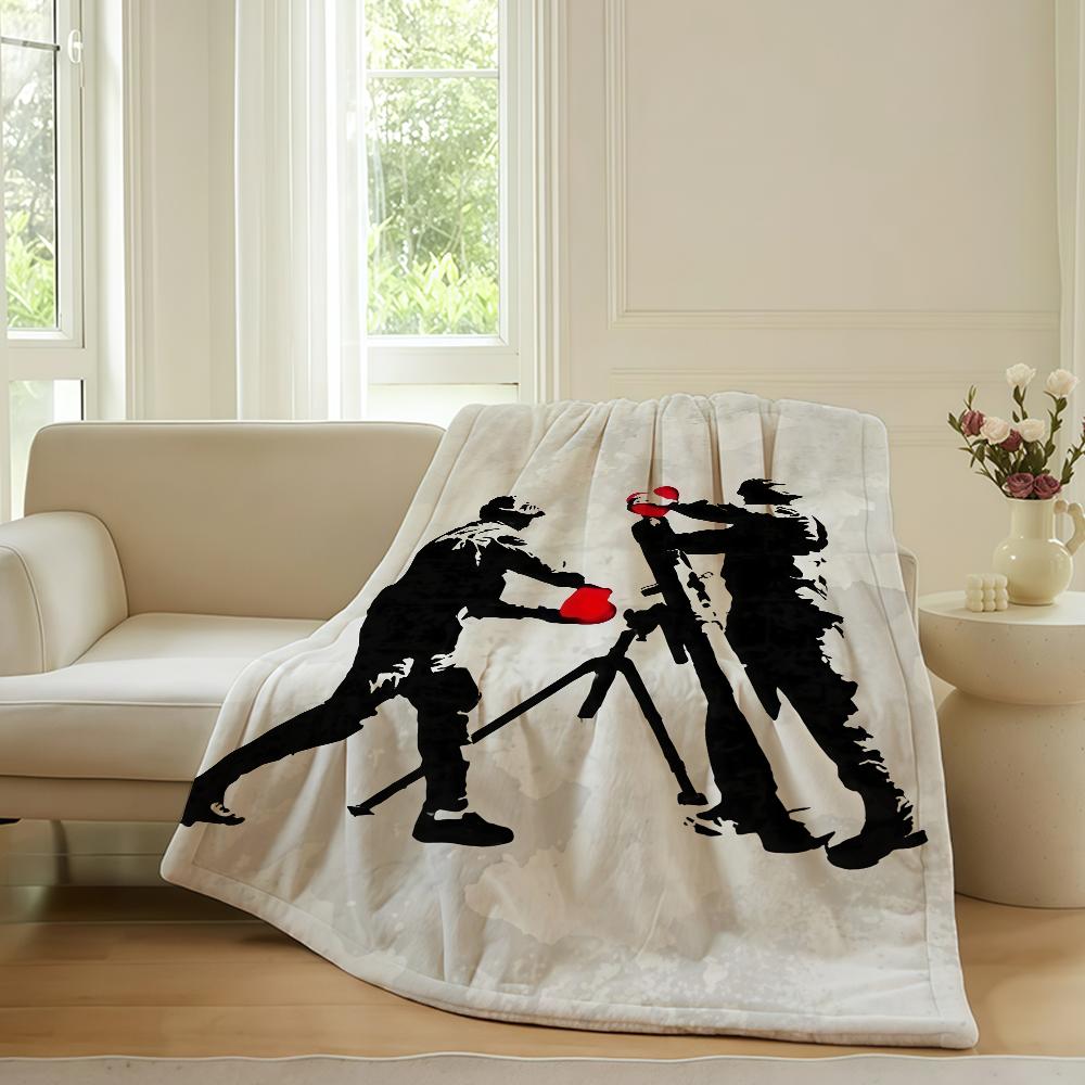 Graffiti artist B Banksy Blanket For Sofa Office Bed Plane Travel Sleep Read Relax Camping Soft And Warm